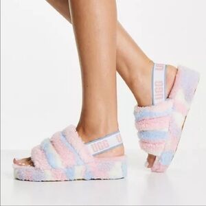 UGG Fluff Yeah Slide Sandals Slippers Cotton Candy Platform Cozy Women Size 10.5